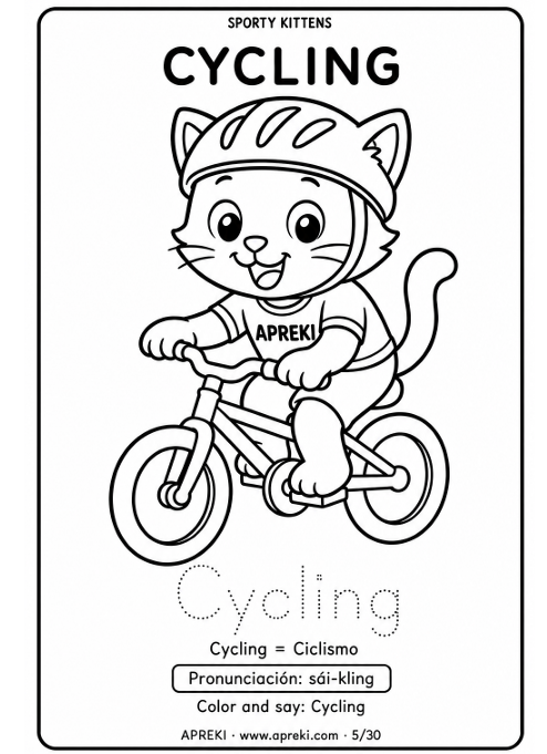 Gatitos Deportistas - Imprimible Colorear Niños