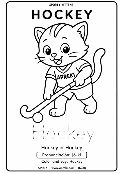 Gatitos Deportistas - Imprimible Colorear Niños
