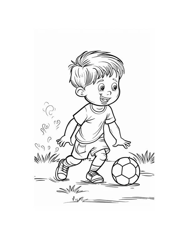 Niño Futbolista - Imprimible Colorear Niños