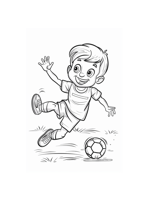Niño Futbolista - Imprimible Colorear Niños