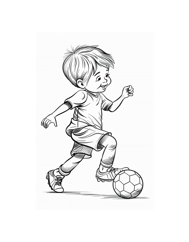 Niño Futbolista - Imprimible Colorear Niños
