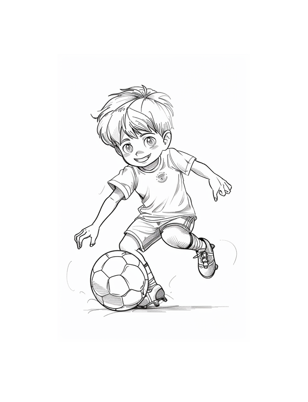 Niño Futbolista - Imprimible Colorear Niños
