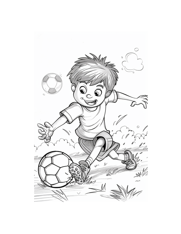 Niño Futbolista - Imprimible Colorear Niños