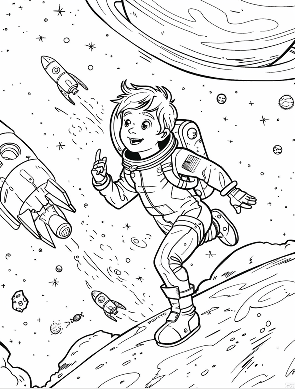 Niños en el Espacio - Imprimible Colorear 150 Pág