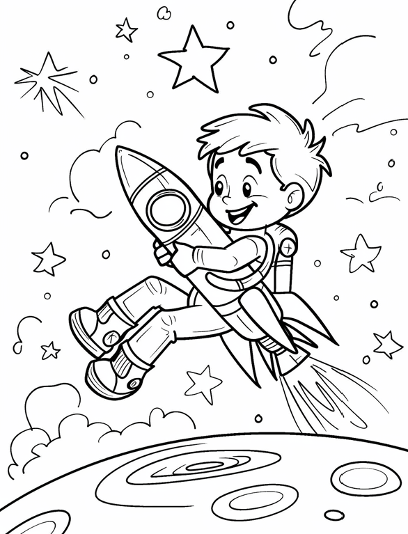 Niños en el Espacio - Imprimible Colorear 150 Pág