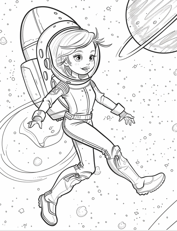 Niños en el Espacio - Imprimible Colorear 150 Pág