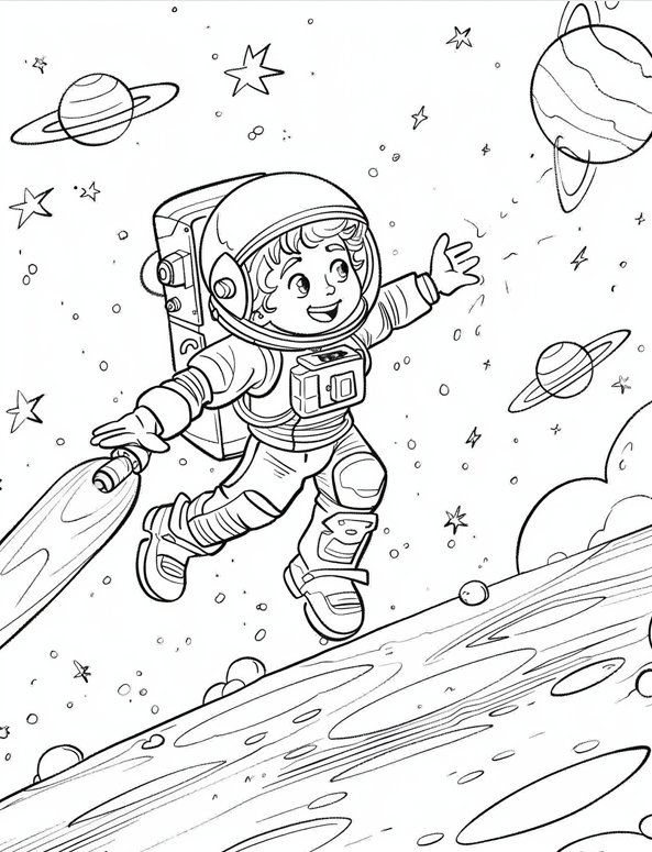 Niños en el Espacio - Imprimible Colorear 150 Pág