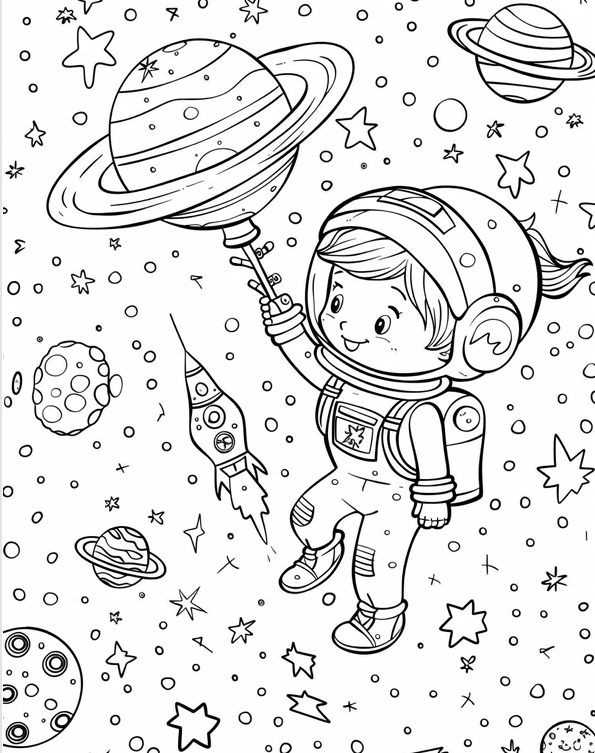 Niños en el Espacio - Imprimible Colorear 150 Pág