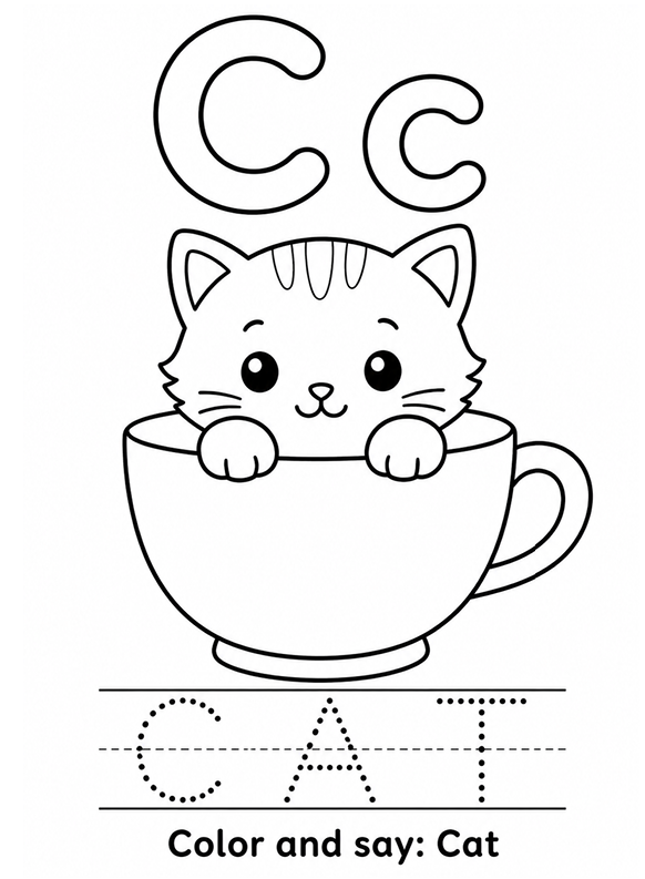 Mi Alfabeto Cozy - Imprimible Inglés para Niños